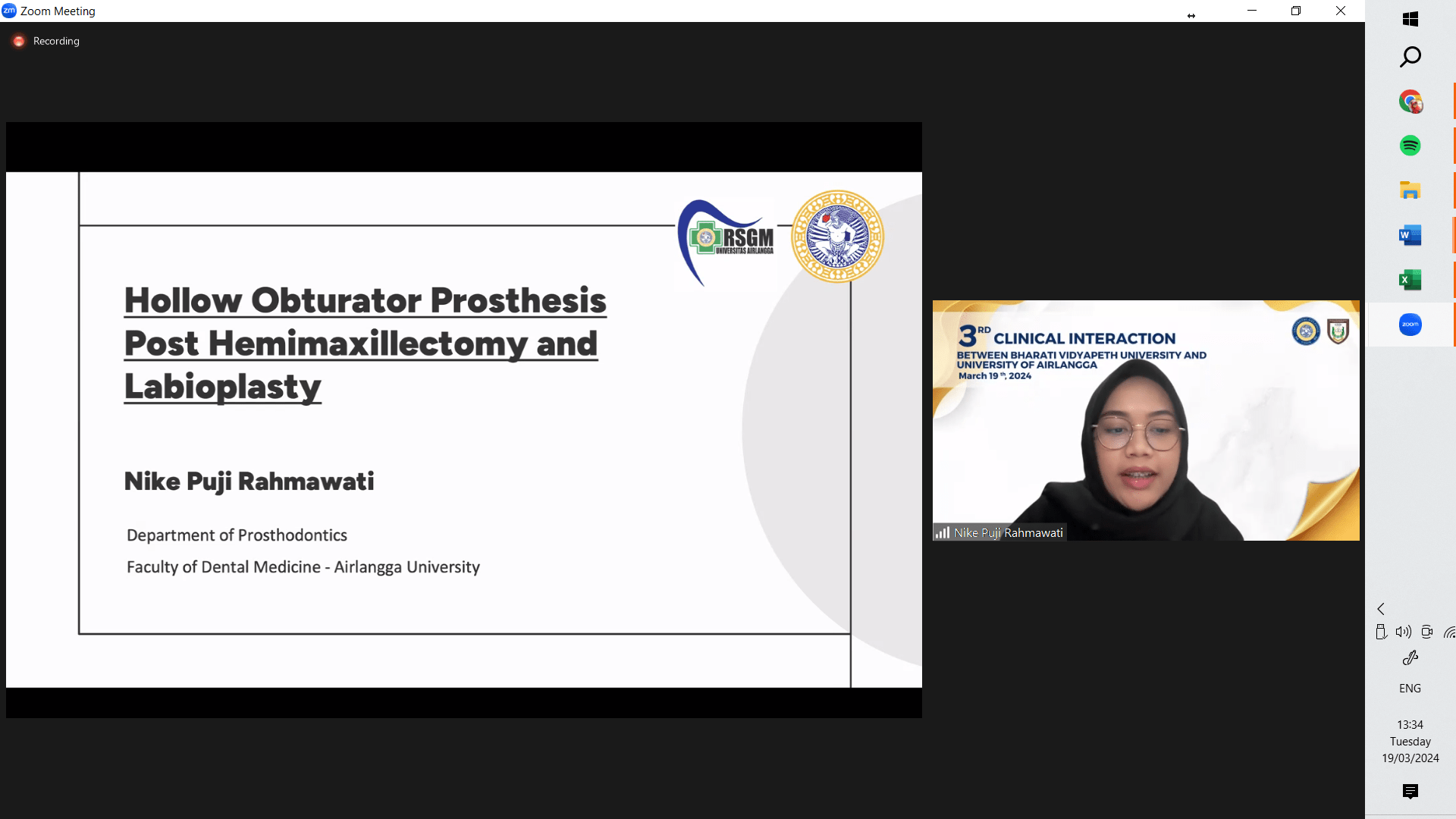 Dua Mahasiswa PPDGS FKG UNAIR Tampil Memukau dalam Sharing Prosthodontic Case Discussions dengan Bharati Vidyapeeth (BVDU), India